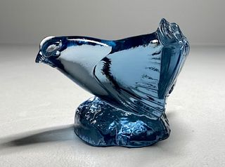Kosta Boda Signed Blue Sweden Svenskt Glas Glass Art Small Figurine Bird by Paul Hoff for WWF