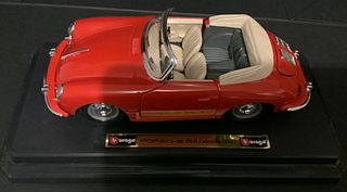 Burago Red Porsche 356B Cabriolet 1/24 Scale Vehicle with base 1961