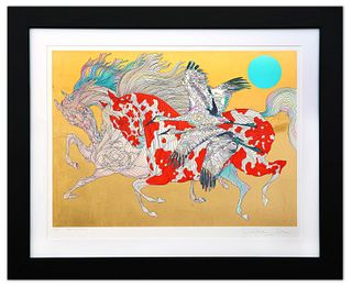 Guillaume Azoulay- Gold Leaf Serigraph on Paper "It Takes Two"