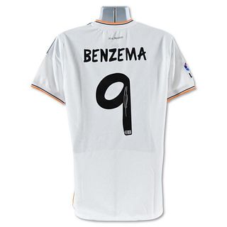 Real Madrid 13/14 Jersey (Home) Autographed by Professional Footballer, Karim Benzema with Certificate of Authenticity.