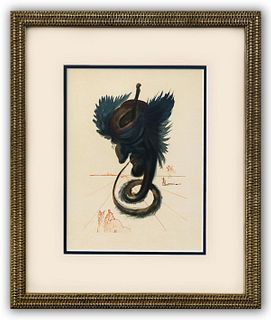 Salvador Dali- Original Color Woodcut on B.F.K. Rives Paper "Inferno 20"