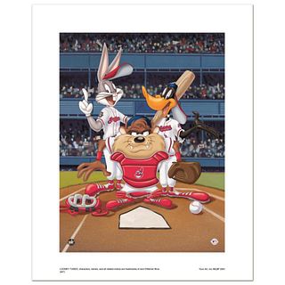 "At the Plate (Indians)" Numbered Limited Edition Giclee from Warner Bros. with Certificate of Authenticity.