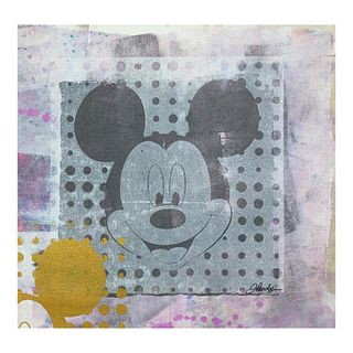 Gail Rodgers, "Mickey Mouse" Hand Signed Original Hand Pulled Silkscreen Mixed Media on Canvas with Letter of Authenticity.