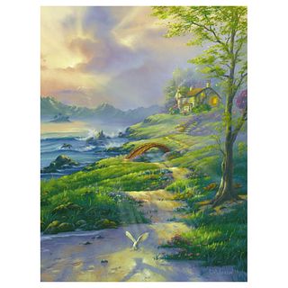 Jim Warren, "Evening Comfort" Hand Signed, Artist Embellished AP Limited Edition Giclee on Canvas with COA