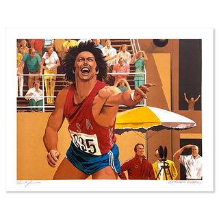 William Nelson, "Shot Put: Bruce Jenner" Lithograph, Hand Signed by Bruce Jenner and the Artist with Letter of Authenticity. (Disclaimer)
