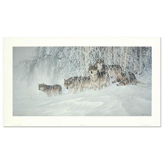 Larry Fanning (1938-2014), "Winter's Lace - Gray Wolves" Limited Edition Lithograph, Numbered and Hand Signed with Letter of Authenticity.
