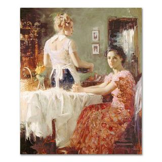 Pino (1939-2010), "Sharing Moments" Artist Embellished Limited Edition on Canvas, CP Numbered and Hand Signed with Certificate of Authenticity.