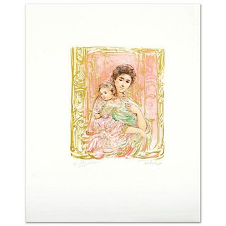 "Willa And Child" Limited Edition Lithograph by Edna Hibel (1917-2014), Numbered and Hand Signed with Certificate of Authenticity.