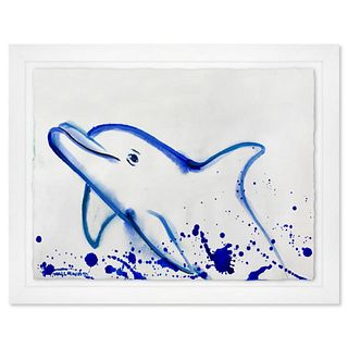 Wyland, "Dolphin Splash 1" Framed Original Painting, Hand Signed with Letter of Authenticity.