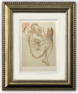 Salvador Dali- Original Color Woodcut on B.F.K. Rives Paper "Purgatory 19"