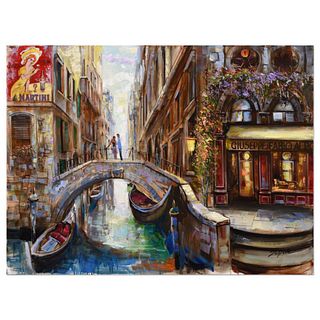 Vadik Suljakov, "Meet Me at Guiseppe's" Original Oil Painting on Canvas, Hand Signed with Letter of Authenticity.