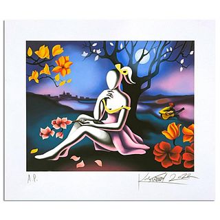 Mark Kostabi, "Moonlight and Magnolia" Hand Signed Limited Edition Giclee with Letter of Authenticity.