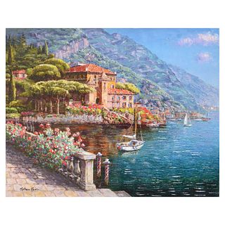 Sam Park, "Abbey Bellagio" Hand Embellished Limited Edition Serigraph on Canvas, Numbered and Hand Signed with Letter of Authenticity.