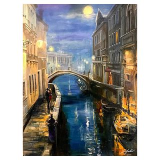 Vadik Suljakov, "Moonlight Romance" Hand Embellished Limited Edition on Canvas, Numbered and Hand Signed with Certificate of Authenticity.