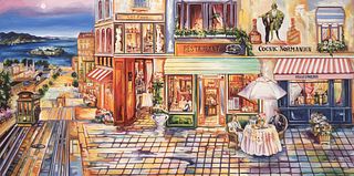 Alexander Borewko- Original Giclee on Canvas "Pedestrian Mall"