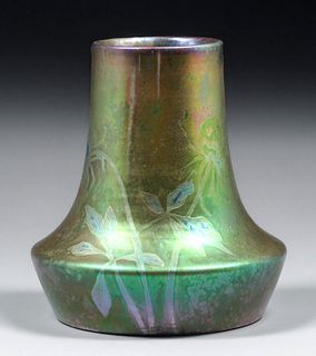 Clement Massier French Iridescent Bulbous Vase c1905