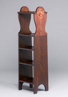 Michigan Chair Co Marquetry Inlaid Magazine Stand c1910