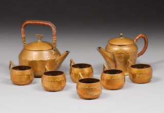 WMF German Arts & Crafts Brass Tea Set c1910