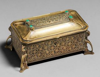 Austrian Art Nouveau Secessionist Brass Jewelry Box c1900s