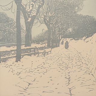 Carl Moll Color Woodcut "Winter" 1903