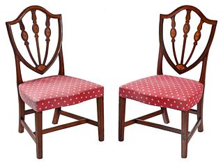 Fine Pair Federal Inlaid Mahogany Shield Back Side Chairs