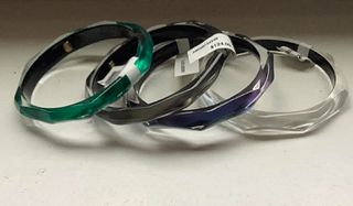 Alexis Bittar 4 bangle bracelets, Green, Blue, Black, White