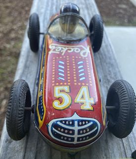 BANDAI friction Tin Toy Rocket Racer #54 Racing Car Made In Japan Works!