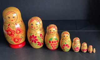 Russian sign handpainted numbered Matryoshka nesting dolls