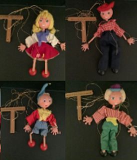 SET  OF 4 PELHAM PUPPETS MADE IN ENGLAND 1960
