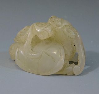 ANTIQUE CHINESE CARVED HETIAN JADE FIGURE QING DYNASTY
