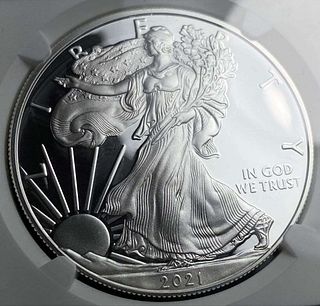 2021-W American Silver Eagle NGC PF70 Ultra Cameo Heraldic Eagle T-1 First Releases