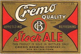 1937 Cremo Quality Stock Ale 12oz ES9-06 Label New Britain Connecticut