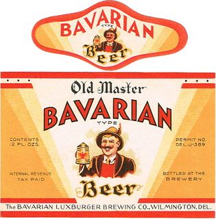 1934 Old Master Bavarian Beer 12oz ES21-13 Label Wilmington Delaware