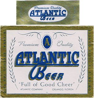 1949 Atlantic Beer 12oz ES25-06 Label Orlando Florida