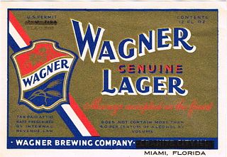 1934 Wagner Genuine Lager Beer 12oz ES24-15 Label Miami Florida