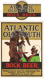 1935 Atlantic Old South Bock Beer 12oz ES117-18 Label Chattanooga Tennessee