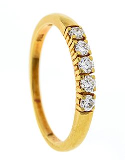 Brilliant ring GG 585/000 with 5 brilliant-cut diamonds, each 0.28 ct W/SI, RG 55, 2.2 g