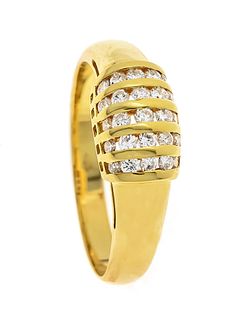 Brilliant ring GG 750/000 with 25 brilliant cut diamonds, total 0,4 ct W/SI, RG 53, 3,7 g