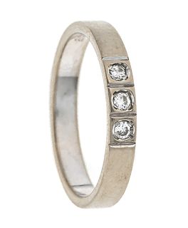 Diamond ring WG 585/000 with 3 diamonds add. 0,06 ct W/P (hallmarked), RG 53, 2,6 g