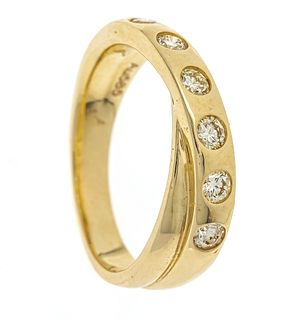 Crossover brilliant-cut diamond ring GG 585/000 with 6 brilliant-cut diamonds, add. 0.60 ct l.tinted