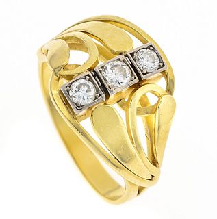 Brilliant ring GG 585/000 with 3 diamonds, add. 0,35 ct W/SI, RG 54, 5,2 g