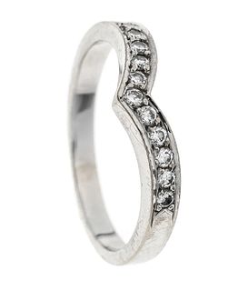Brilliant ring WG 750/000 with 11 brilliant-cut diamonds add. 0,25 ct W/SI, RG 56, 4,4 g