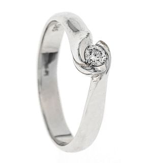 Solitaire diamond ring Jeweler Christ WG 585/000 with one brilliant-cut diamond 0.15 ct W/PI (