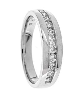 Memory ring WG 585/000 with 11 brilliant-cut diamonds, add. 0.50 ct l.tinted W/SI, RG 56, 4.8 g