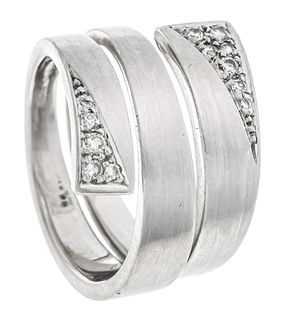 Design ring platinum 950/000 with 12 brilliants, add. 0,12 ct W/VS-SI, RG 55, 15,0 g