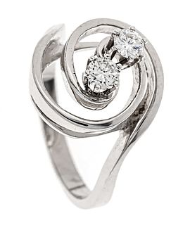 Brilliant ring WG 585/000 with 2 brilliants, add. 0,20 ct W/SI-PI, RG 55, 4,5 g