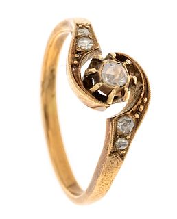 Diamond rose ring GG 670/000 unstamped, tested, with 6 diamond roses 3.5, 2.2 and 1.3 mm, RG 59, 3.9