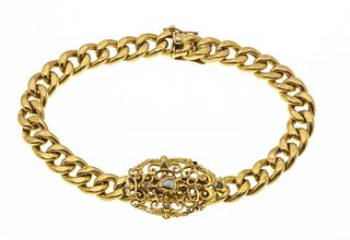 Panzer bracelet GG 750/000 Mariage with asymmetrical filigree middle part, set with diamond roses,