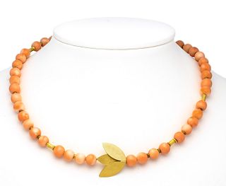 Coral endless necklace with leaf element 20 x 17.3 mm and intermediate elements GG 916/000