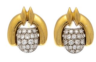 Brilliant earrings GG/WG 750/000 with 40 brilliant-cut diamonds, add. 0.50 ct l.tinted W-toned/VS-